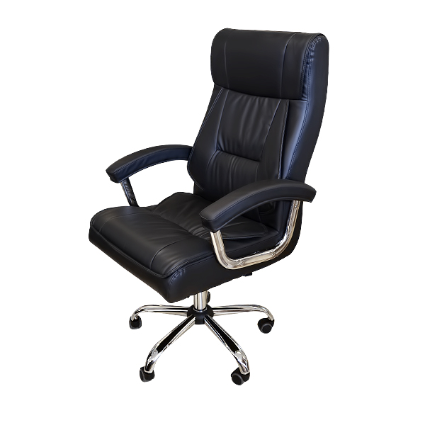 EXECUTIVE CHAIR WITH WHEELS CHROME LEATHER BLACK XH-9243