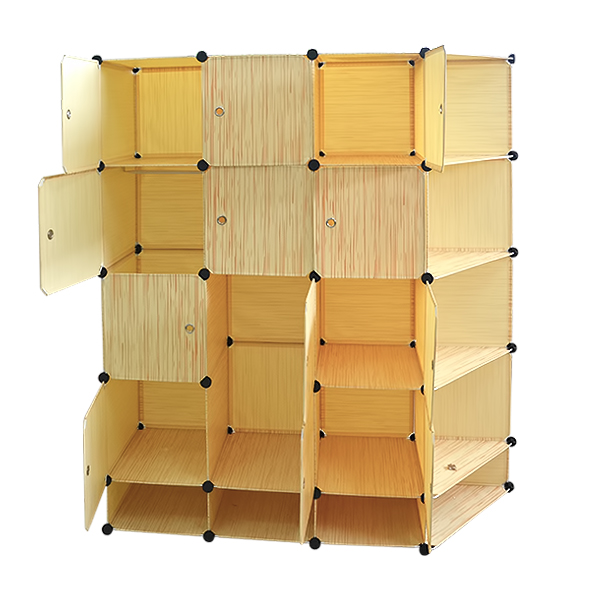 PLASTIC STORAGE WARDROBE 12 DOORS & 5 SHELVES