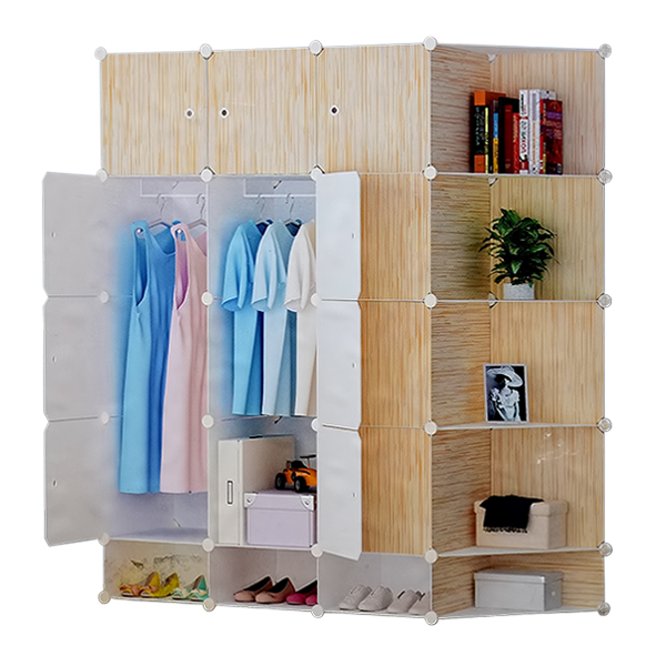 PLASTIC STORAGE WARDROBE 12 DOORS & 5 SHELVES