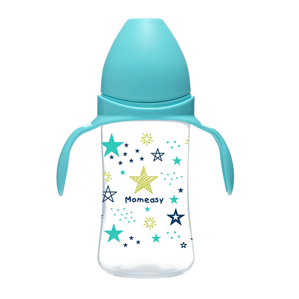 MOMEASY WIDE NECK FEEDING BOTTLE 8OZ WITH HANDLE