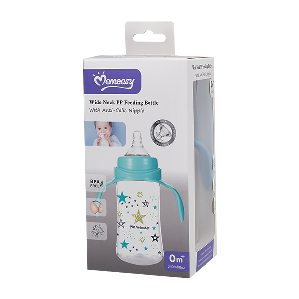 MOMEASY WIDE NECK FEEDING BOTTLE 8OZ WITH HANDLE