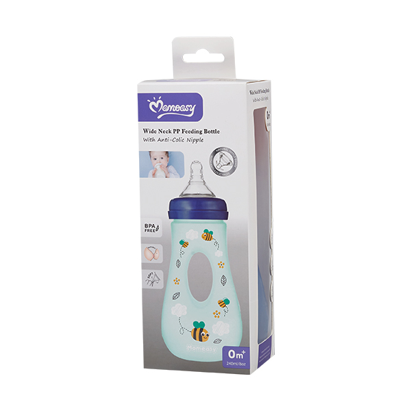 MOMEASY WIDE NECK FEEDING BOTTLE WITH HOLE HANDLE 8OZ 