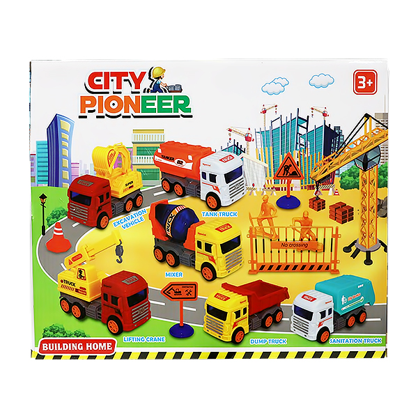 FRICTION TRUCK SET 3PIECES WITH SIGN+WORKER+STAT 