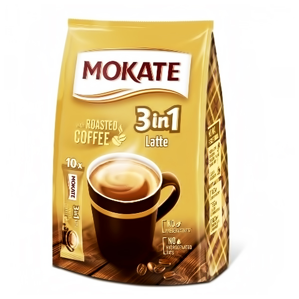 MOKATE INSTANT COFFEE 3-IN-1 LATTE WITH ROASTED COFFEE 150G 