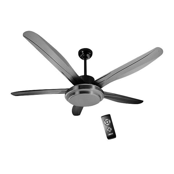 AKAI CEILING FAN WITH REMOTE/LIGHT STAINLESS STEEL 56"  EF102A-5665