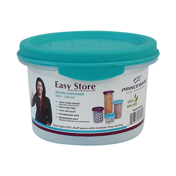 PRINCEWARE CONTAINER 225ML ROUND EASY STORE MIXED COLORS L5321-R