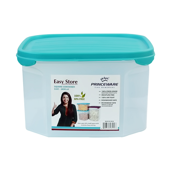 PRINCEWARE CONTAINER 2890ML SQUARE EASY STORE PLASTIC MIXED COLORS L5341-R
