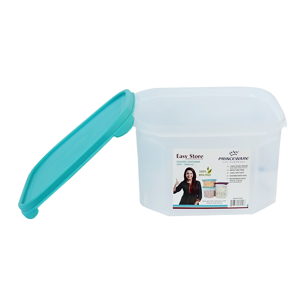 PRINCEWARE CONTAINER 2890ML SQUARE EASY STORE PLASTIC MIXED COLORS L5341-R