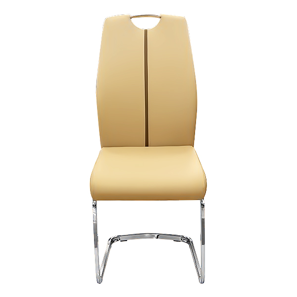 DINING CHAIR WITH TUBE SLED BASE CHROME LEG LATTE 