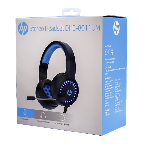 HP STEREO HEADSET/HEADPHONE WITH USB + LED + MIC BLACK 
