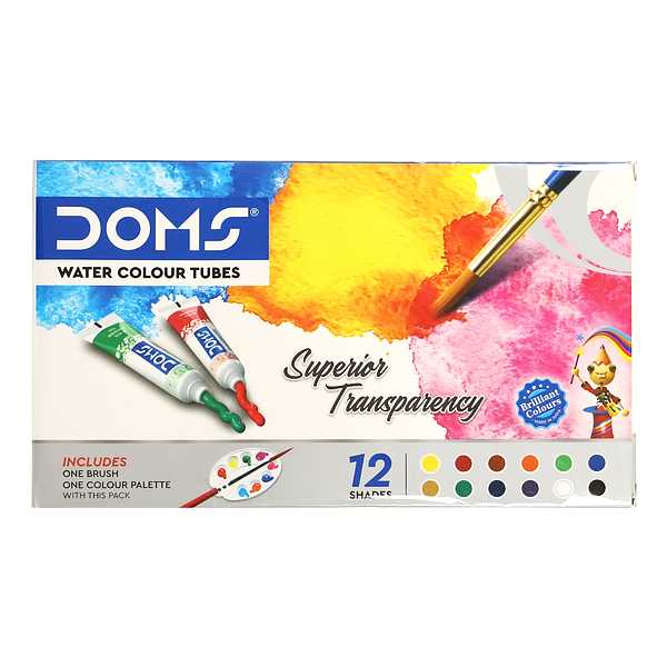 DOMS WATER COLOR TUBES WITH COLOR PALETTE 12 SHADES