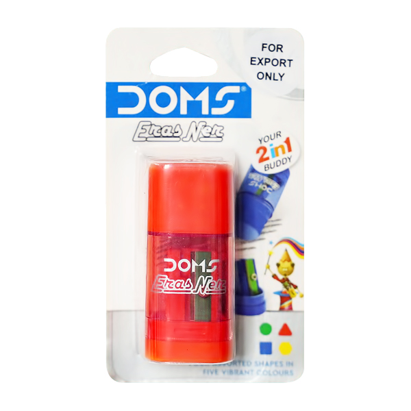 DOMS 2 IN 1 ERASER & SHAPENER BLISTER PACK 1PCS 