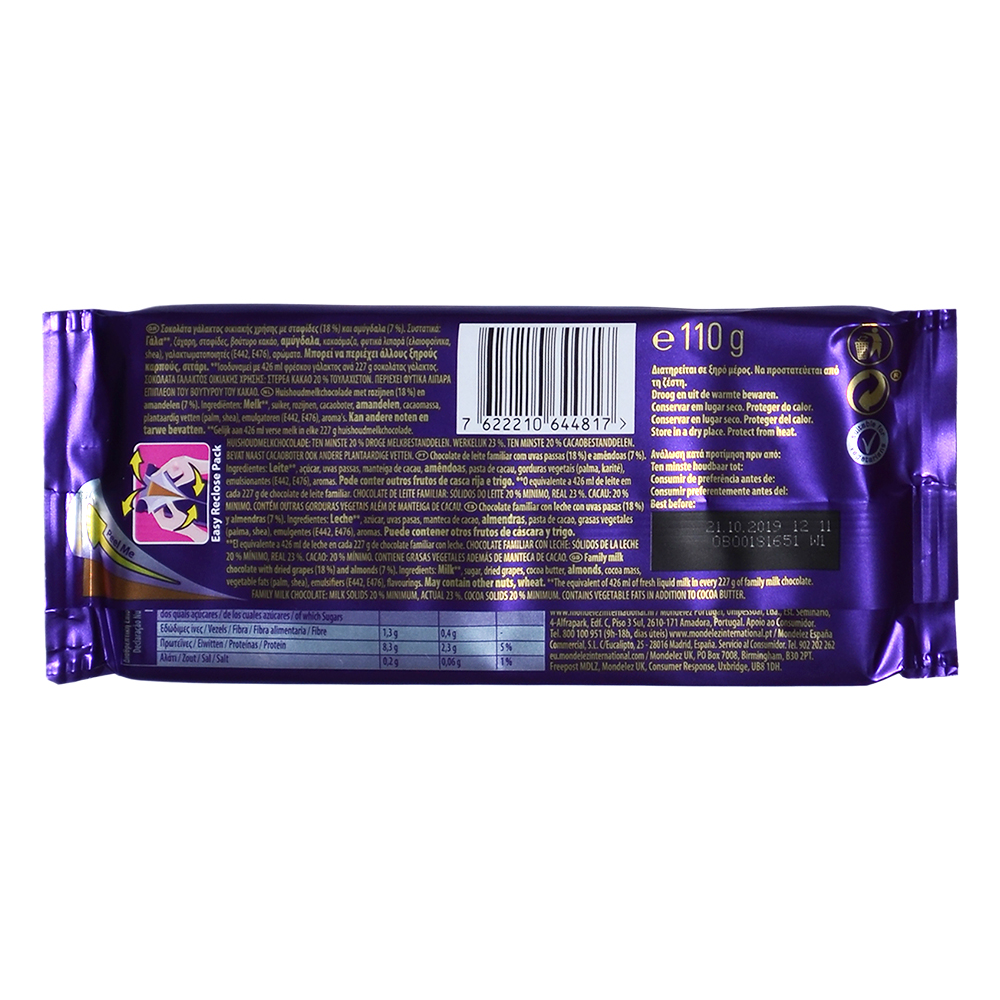 CADBURY FRUIT & NUT 110G 