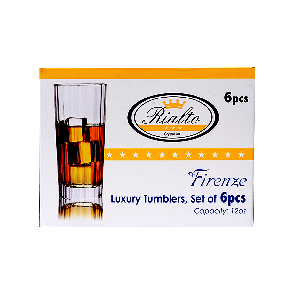 6PCS HI BALL LUXURY GLASS TUMBLERS 12OZ 