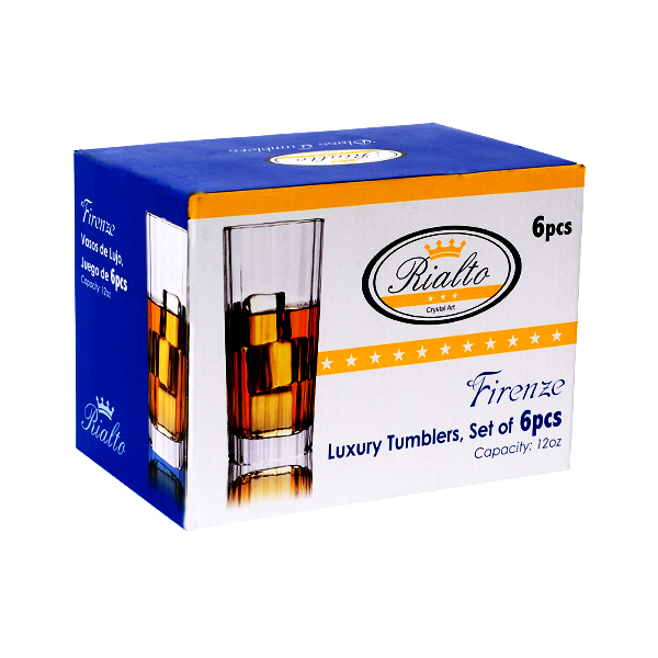6PCS HI BALL LUXURY GLASS TUMBLERS 12OZ 