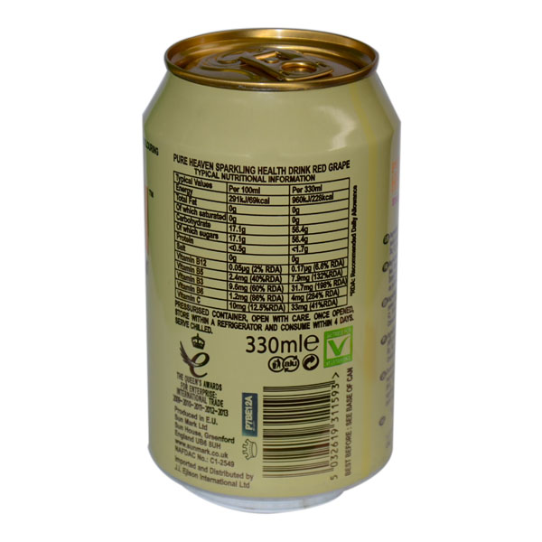 PURE HEAVEN CAN SPARKLING RED GRAPE JUICE 330ML 