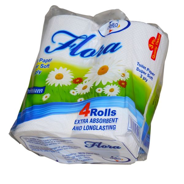 FLORAL TISSUE 3 PLY 4 ROLLS