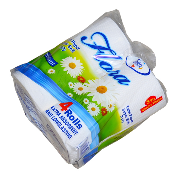 FLORAL TISSUE 3 PLY 4 ROLLS