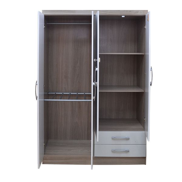 4-door Wooden Wardrobe 2 Drawers Off-white/brown