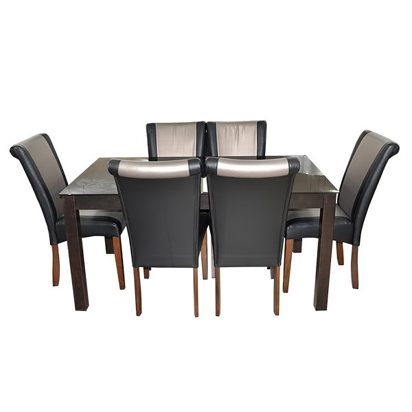 6-SEATER DINING SET TEMPERED GLASS TOP PARSON (1+6)
