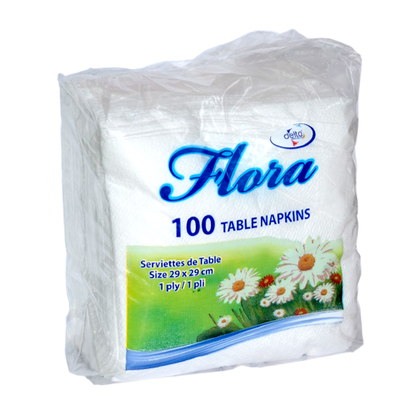 FLORA TABLE NAPKIN ASSORTED COLOURS 1 X 100