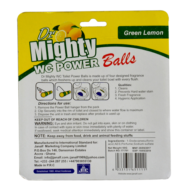 DR MIGHTY WC POWER BALLS GREEN LEMON 4 IN 1  