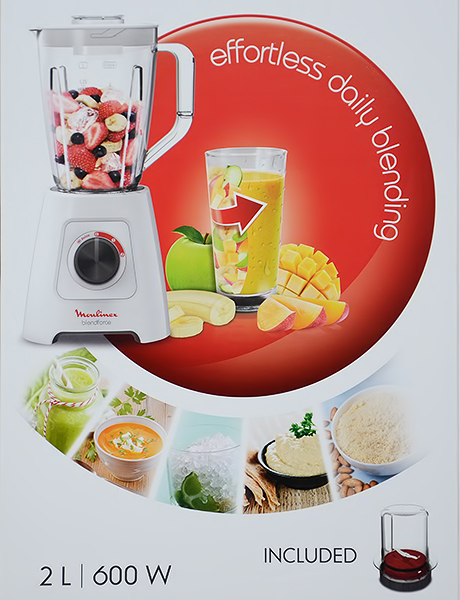 MOULINEX BLENDFORCE BLENDER WITH MILL 2L 600W WHITE LM422127