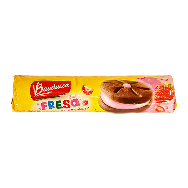 BAUDUCCO CHOCOLATE FLAVORED COOKIE WTH STRAWBERRY CREAM FILLING 125G