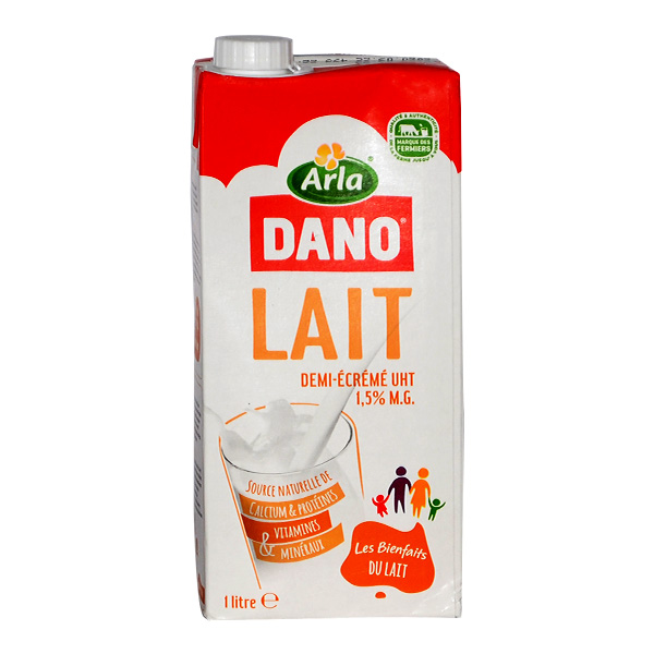 DANO MILK UHT SEMI SKIMMED 1.5% FAT 1L 