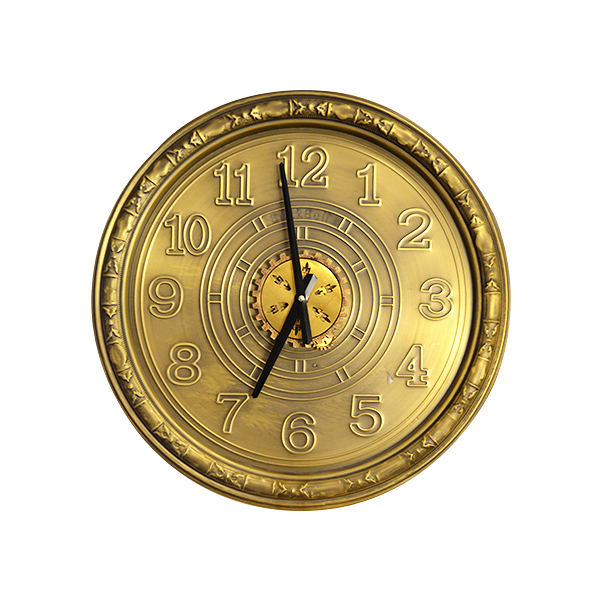 WALL CLOCK BRASS WITH MOVING GEARS 