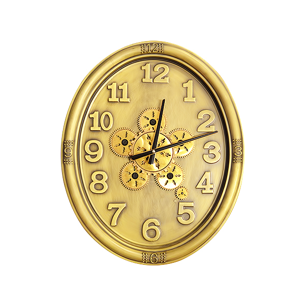 WALL CLOCK WITH MOVING GEARS BRASS