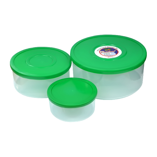3PCS. CRYSTAL ROUND STORAGE CONTAINER SET PLASTIC
