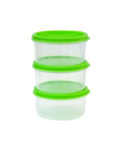CONTAINER SET 3PCS 225ML ROUND PLASTIC MIXED COLORS L5642X3M