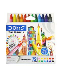 DOMS WAX CRAYON SET 12SHADES EXTRA LONG 