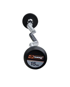 PROESCE RUBBER BARBELL WITH CURLED BAR 15KG LDBS-220-15KG