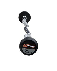 PROESCE RUBBER BARBELL WITH CURLED BAR 25KG LDBS-220-25KG