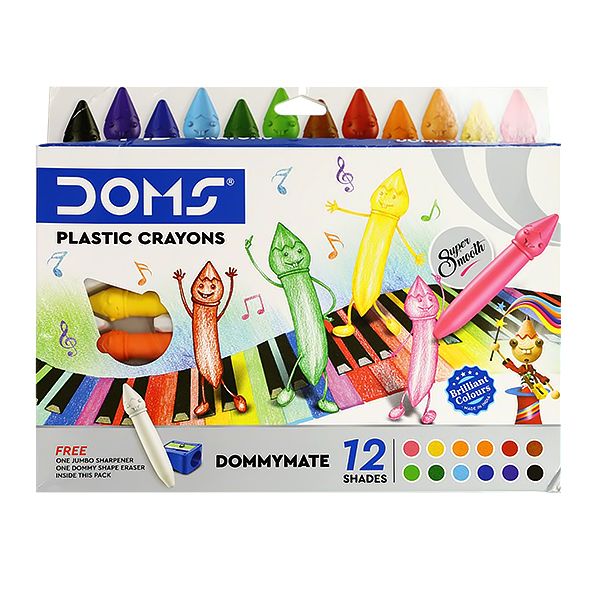 DOMS CRAYONS SET DOMMYMATE PLASTIC 12PCS 