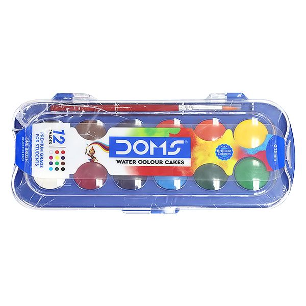 DOMS WATER COLOUR CAKES SET 12PCS 23MM