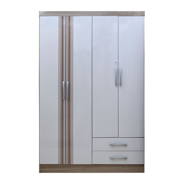 4-door Wooden Wardrobe 2 Drawers Off-white/brown