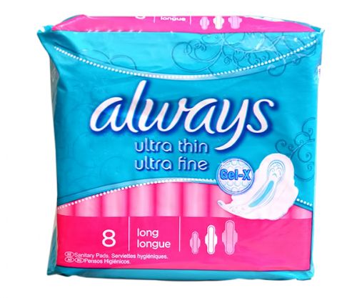 ALWAYS ULTRA THIN LONG WITH WINGS 8 SANITARY PADS