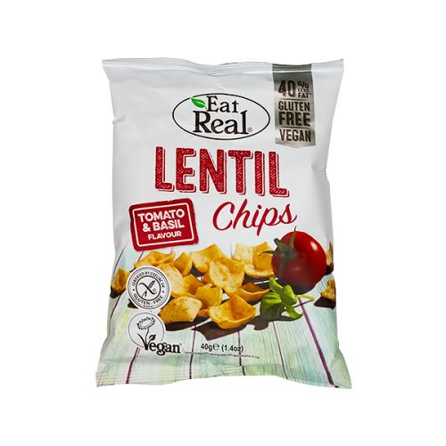 EAT REAL LENTIL CHIPS TOMATO & BASIL 40G 