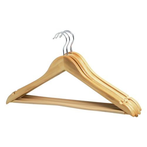 HANGER ANTI-SLIP WOODEN STAINLESS STEEL 5PCS SET BROWN