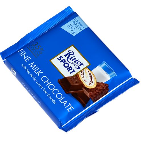 RITTER SPORT WORLD EXTRA FINE MILK CHOCOLATE 100G