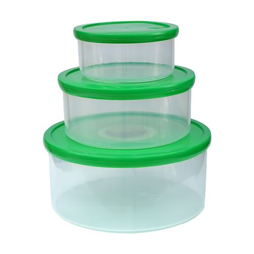 3PCS. CRYSTAL ROUND STORAGE CONTAINER SET PLASTIC