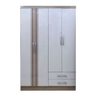 4-door Wooden Wardrobe 2 Drawers Off-white/brown