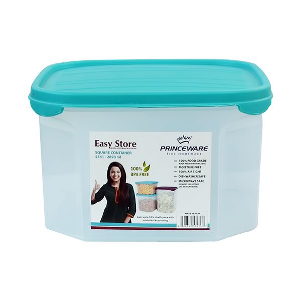 PRINCEWARE CONTAINER 2890ML SQUARE EASY STORE PLASTIC MIXED COLORS L5341-R