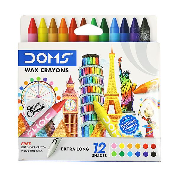DOMS WAX CRAYON SET 12SHADES EXTRA LONG 
