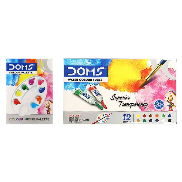 DOMS WATER COLOR TUBES WITH COLOR PALETTE 12 SHADES