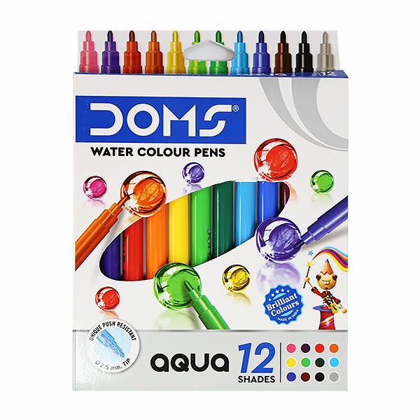 DOMS AQUA WATER COLOR PENS BOX 12 SHADE 