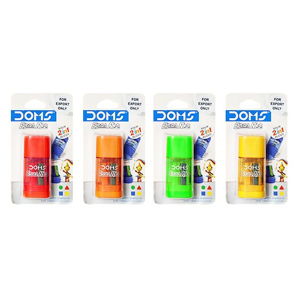 DOMS 2 IN 1 ERASER & SHAPENER BLISTER PACK 1PCS 
